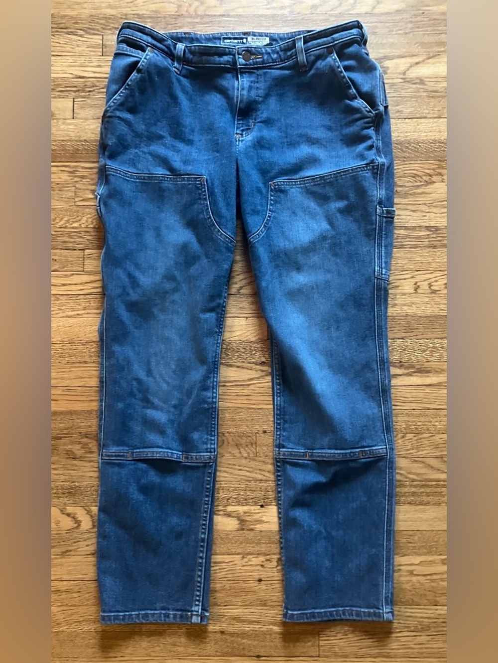 Carhartt Relaxed Fit Double Knee Carpenter Jeans Straight Medium Wash 12 R